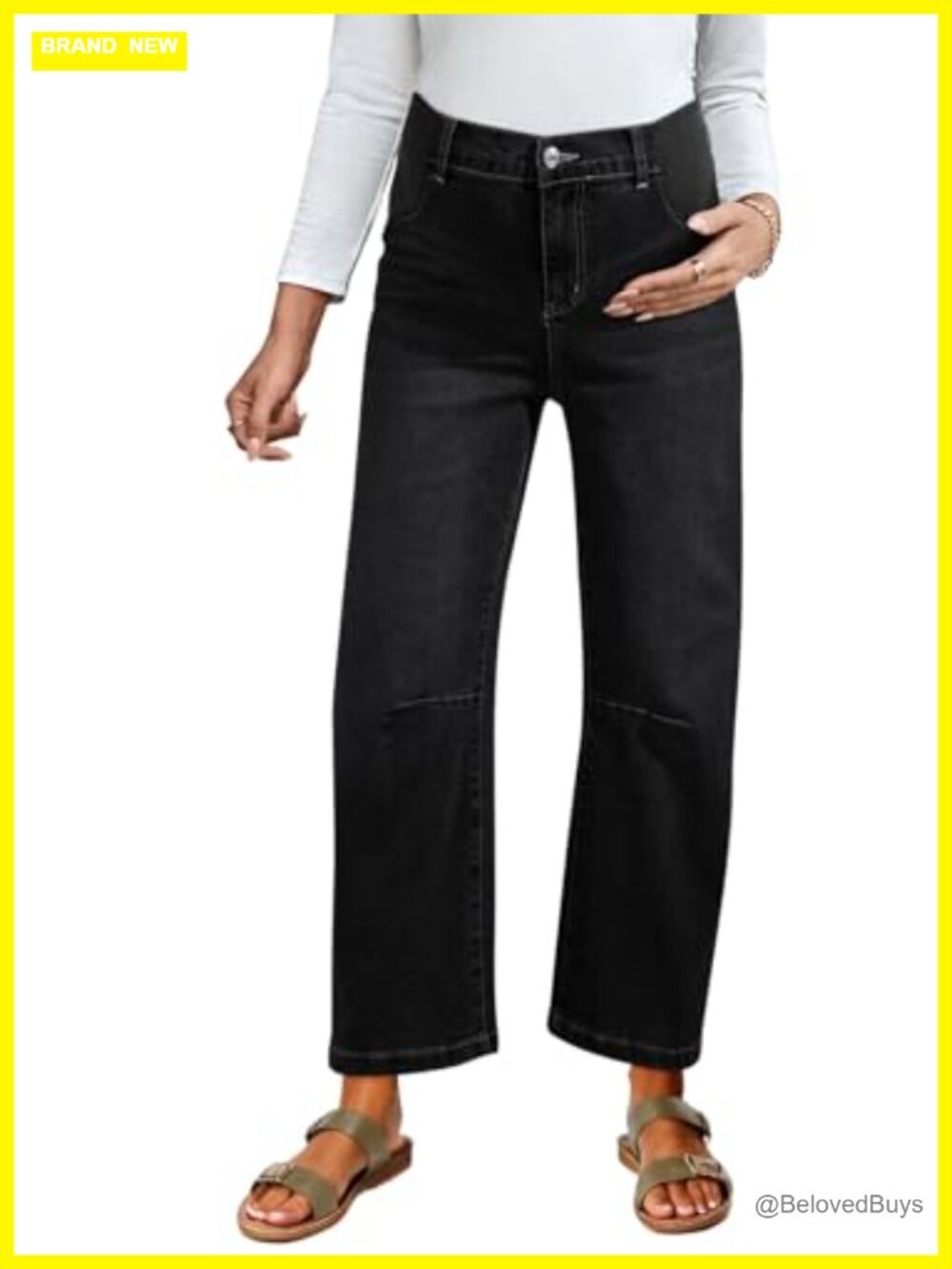 Maternity High Waist Barrel Wide Leg Jeans Pregnancy Denim Pants